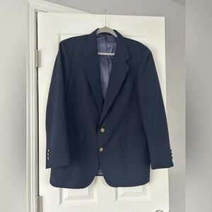 Elegant Dark Blue Men's 2 Button Wool Blazer made in Poland